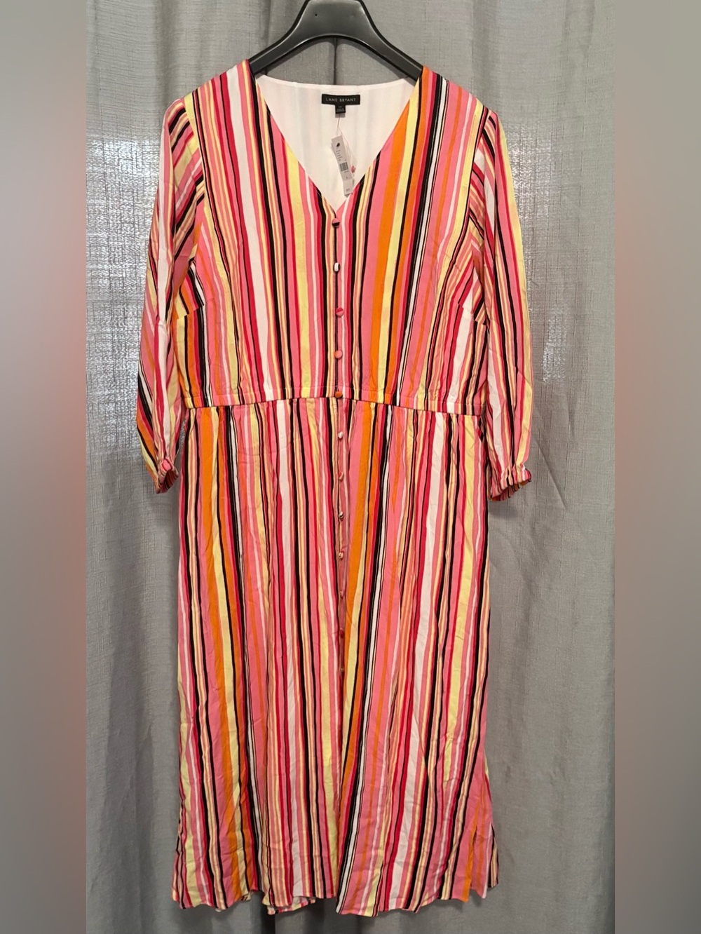 NWT Lane Bryant Vibrant Multicolor Striped Midi Dress - Size 16
